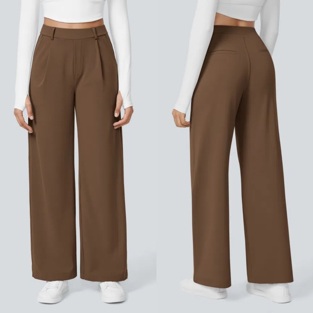 HALARA Daystretch High Waisted Pocket Straight Lwg Work Paints In Bison S NWT.